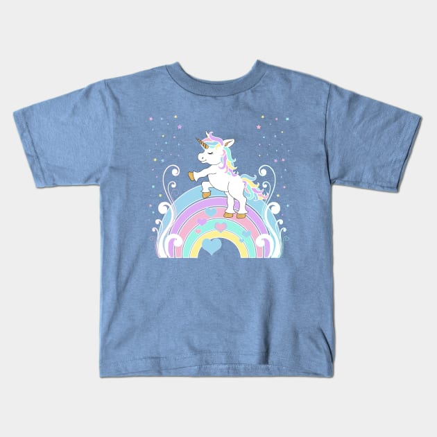 Heart Rainbow Unicorn - Isolated Kids T-Shirt by DesignsbyDonnaSiggy